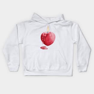 love heart shaped burning candle romantic Kids Hoodie